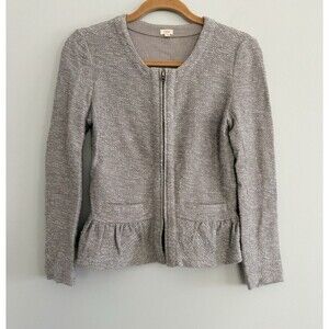 J. Crew Women's Size XS Peplum Jacket Blazer Gray Tweed Boucle Zipper